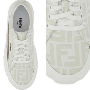 FENDI Off White Monogram FF Zucca Logo Low Top Sneakers Size EU36.5